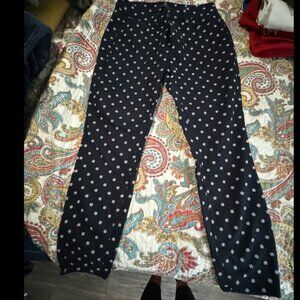 Ann Taylor Skinny Ankle pants curvy fit Navy Blue w/ Flowers EUC Size 6